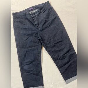 NYDJ Cropped Jeans Size 12 Dark Wash Cuffed Straight Leg Women